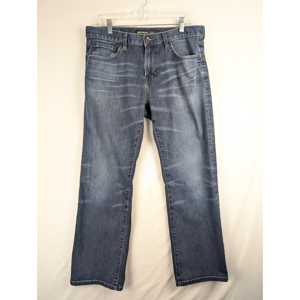 Big Star Jeans Mens 33 R Blue Union Regular Straight Leg Whiskered Denim